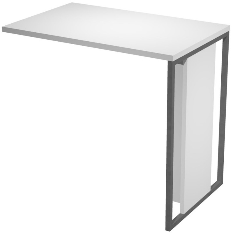 Retour de bureau Presto 80 x 50 cm - Plateau Blanc - Pieds Anthracite