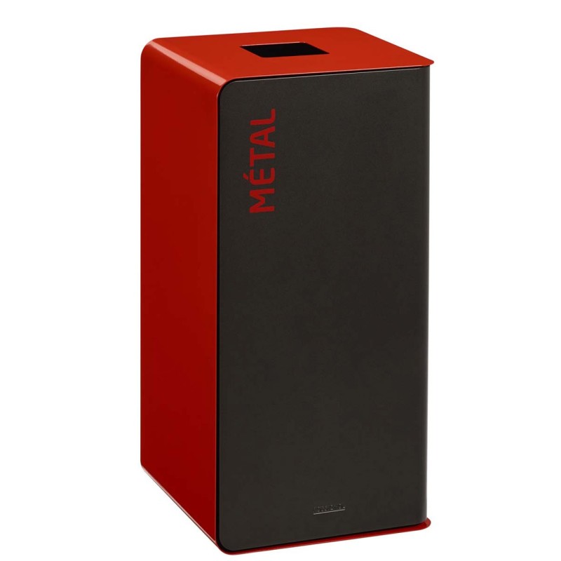 Rossignol Poubelle de tri sélectif Cubatri métal - 40L - Rouge corps Noir