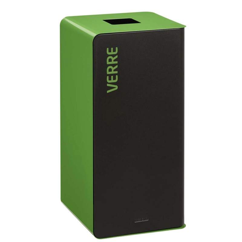 Rossignol Poubelle de tri sélectif Cubatri verre - 40L - Vert corps Noir
