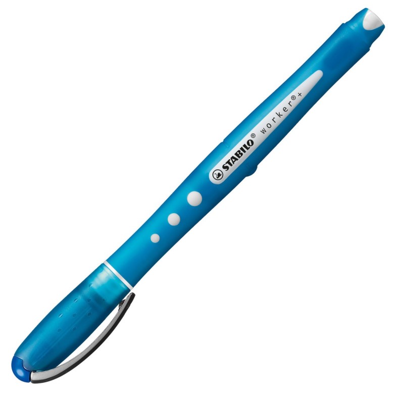 STABILO Stylo roller worker+ corloful pointe moyenne 0,5 mm - Encre bleue