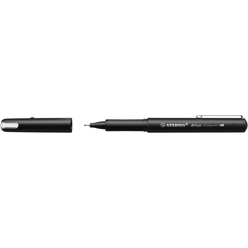 STABILO dr!ver Stylo-feutre pointe fine (0,4 mm) - Corps en plastique biosourcé - Encre Noir