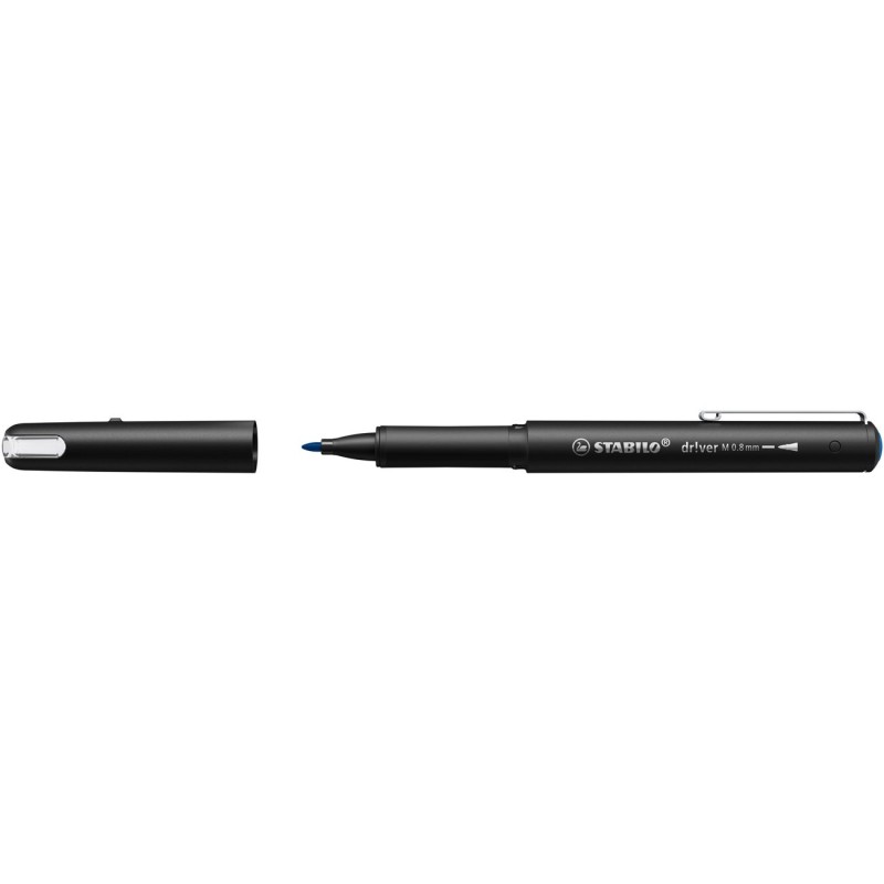 STABILO dr!ver Stylo-feutre pointe moyenne (0,8 mm) - Corps en plastique biosourcé - Encre Bleu