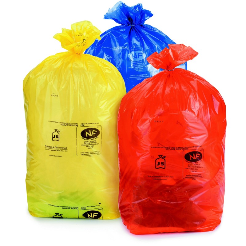 Sac poubelle 110L bleu pour tri sélectif - Lot de 250