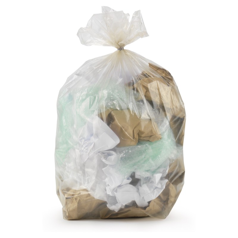 Sac poubelle recyclé 110L transparent - Lot de 200