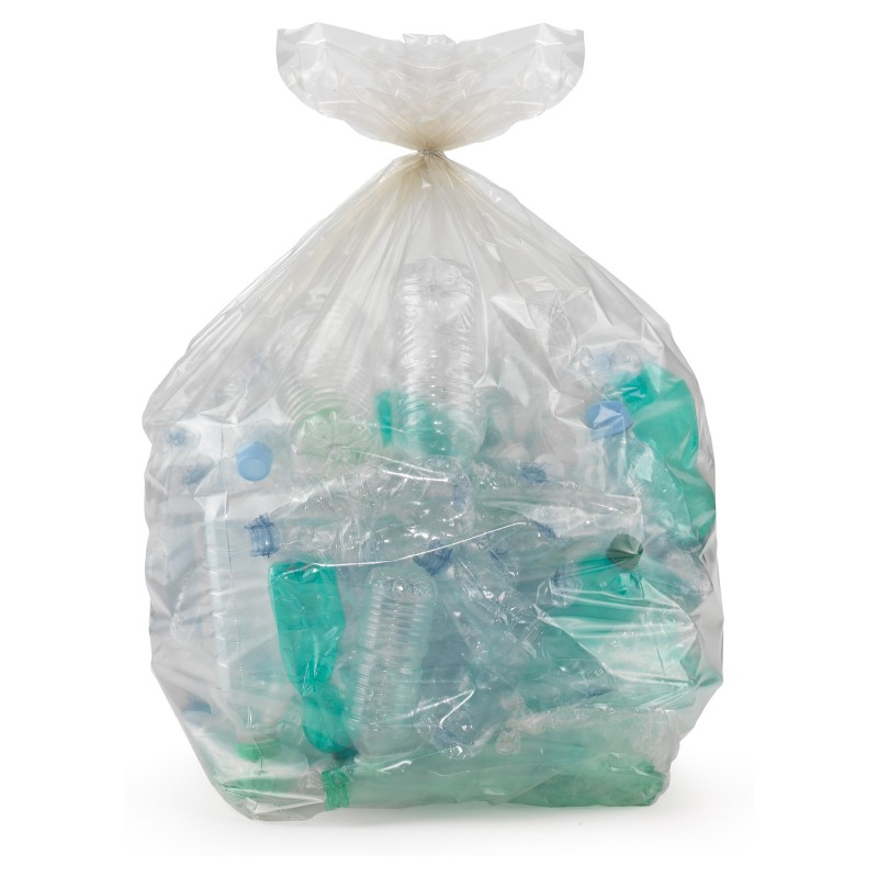 Sac poubelle recyclé 130L transparent - Lot de 200