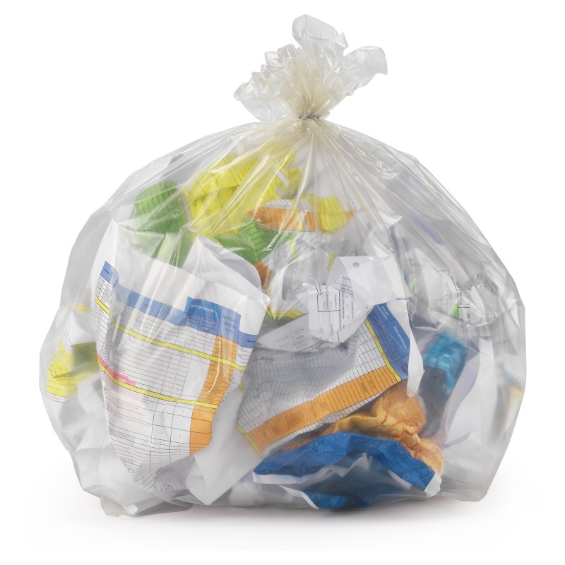 Sac poubelle recyclé 50L - Transparent - Lot de 500