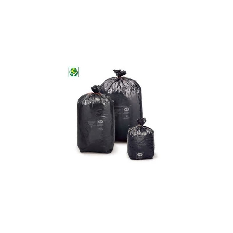 Sac poubelle économique 20L noir en plastique 60% recyclé - Lot de 500