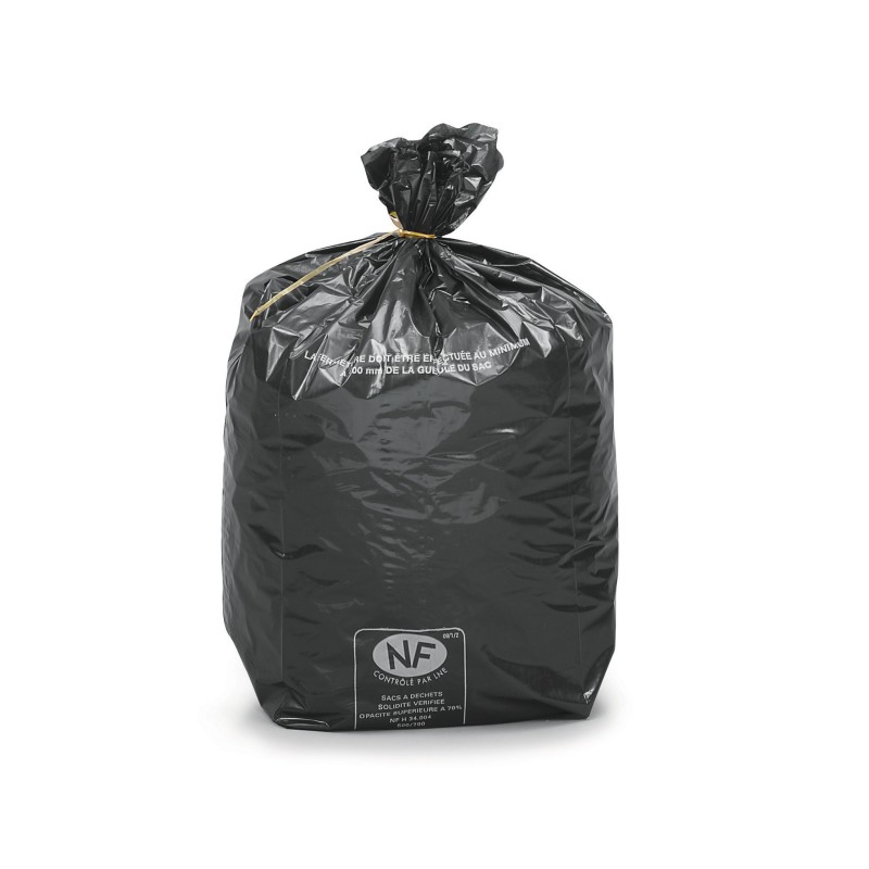 Sac poubelle économique 30L noir en plastique 60% recyclé - Lot de 500