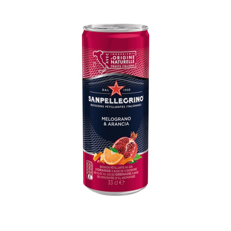 San Pellegrino Melograno & Arancia Canette de format slim - Lot de 24 canettes de 33 cl