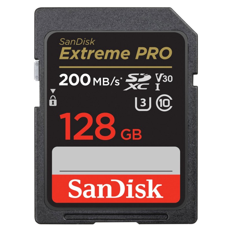 SanDisk Carte mémoire SDXC Extreme Pro Class 10 V30 U3 200/90MB/s - 128GB