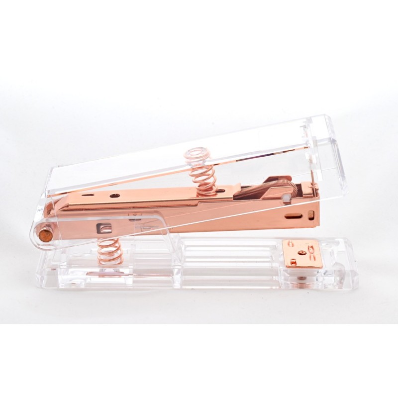 Seco Agrafeuse de table - Corps transparent, mécanisme coloris or rose