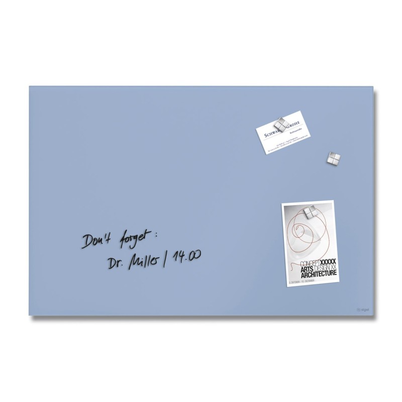 Sigel Tableau verre trempé Boost Mat - Surface magnétique - Bleu - L.60 x H.40 cm