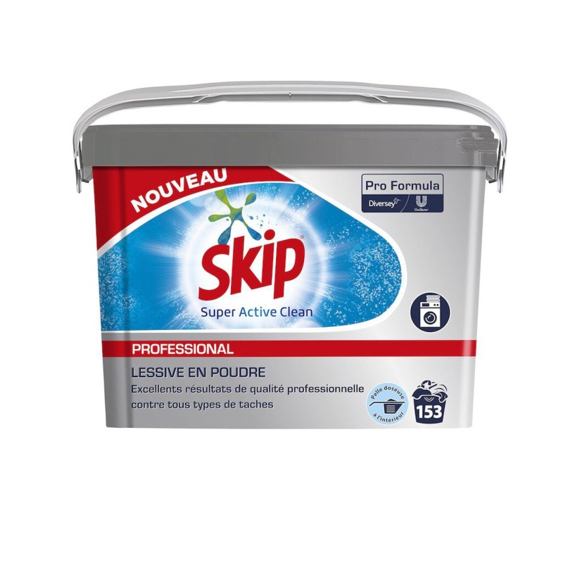 Skip Lessive en poudre Super Active Clean Professionnel - Baril de 10 kg - 153 lavages
