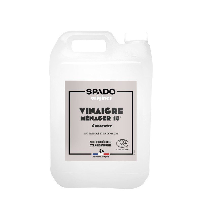 Spado Nettoyant gel vinaigre blanc 18° - Sans parfum - Bidon de 5 L