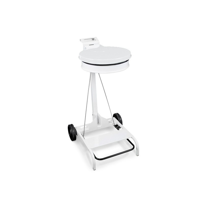 Support-sac mobile à pédale 110 L blanc