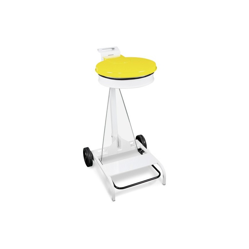 Support-sac mobile à pédale 110 L jaune