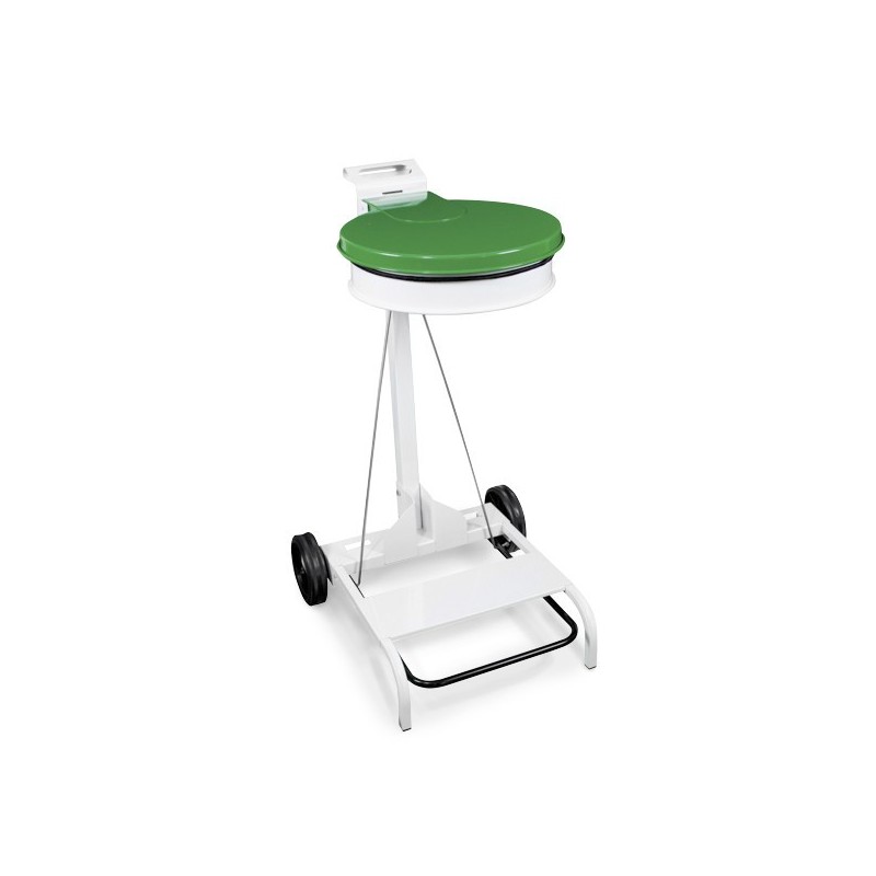 Support-sac mobile à pédale 110 L vert
