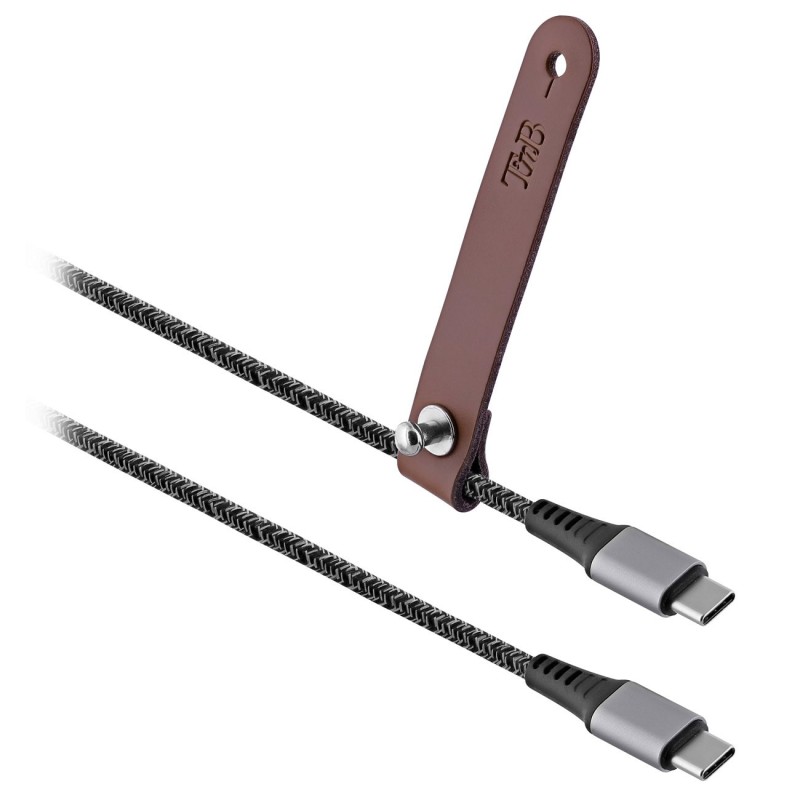 TNB Câble USB-C vers USB-C avec attache cuir - 1,5 m - Aluminium Gris sidéral