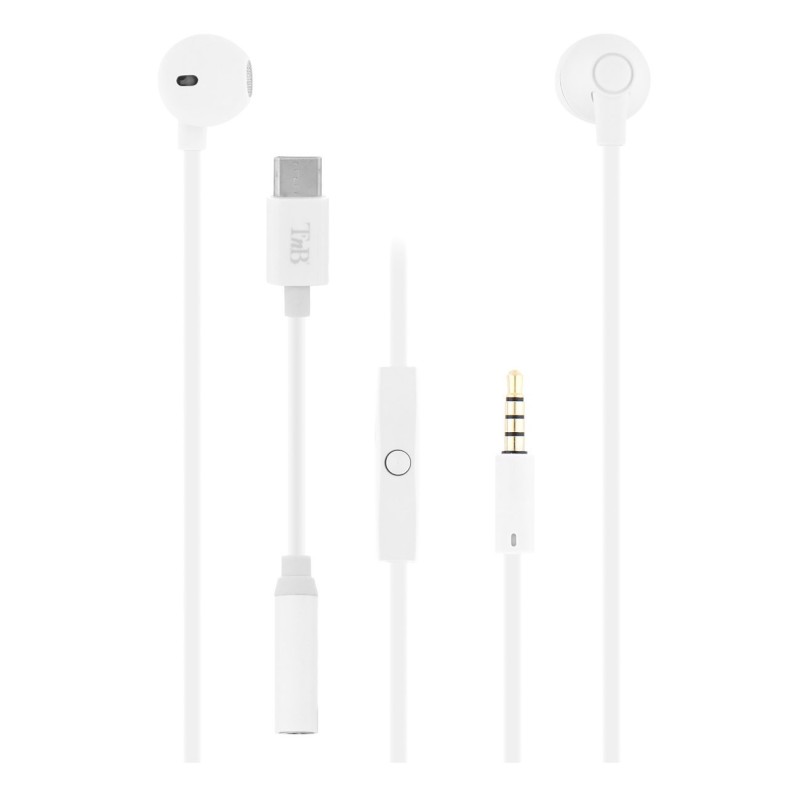 TNB Ecouteurs filaires SWEET - Adaptateur Jack / USB Type-C - Blanc