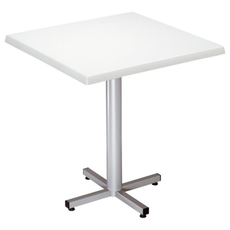 Table Coffee carrée L.70 x P.70 x H.75 cm - Plateau Blanc – Pied central Aluminium