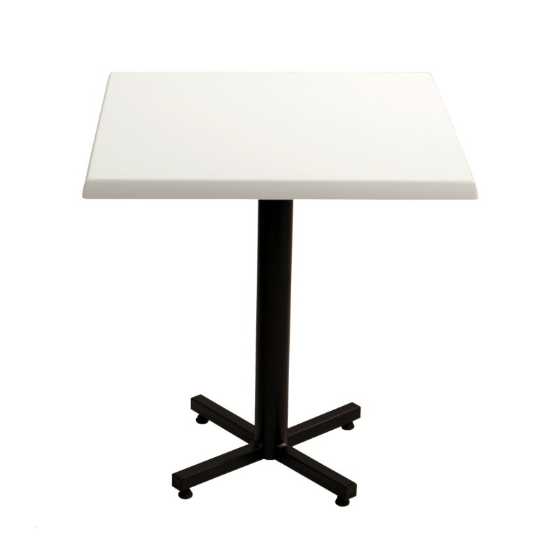 Table Coffee carrée L.70 x P.70 x H.75 cm - Plateau Blanc – Pied central Noir