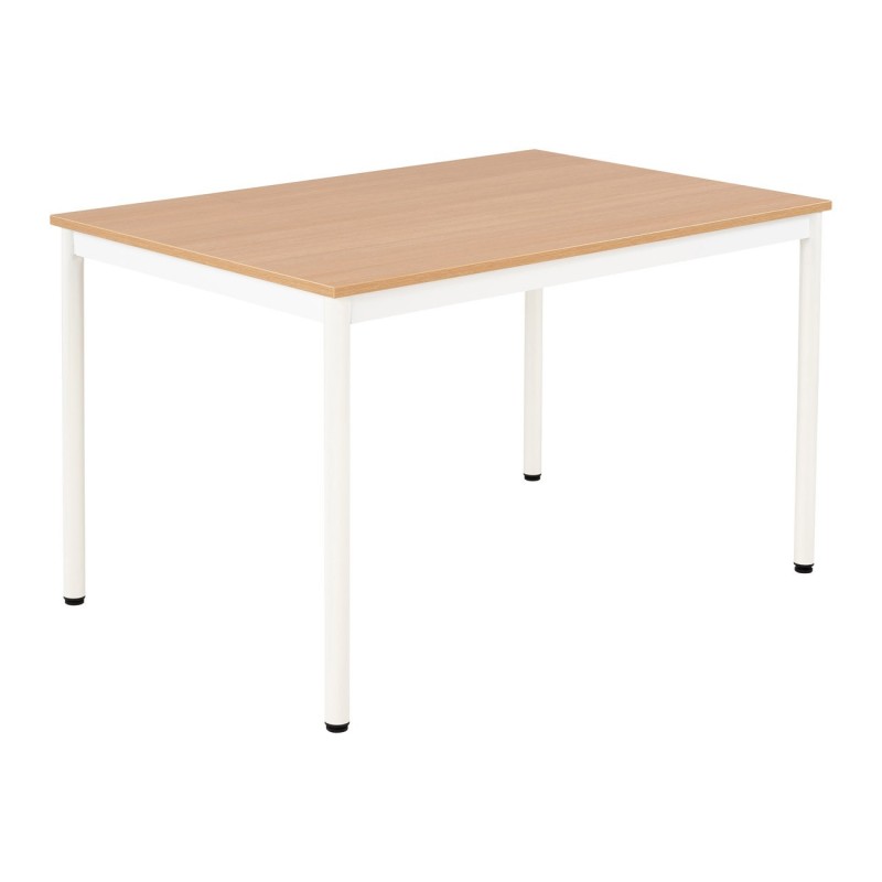 Table de restauration Budget 120 x 80 cm - Plateau Chêne fil- Pieds métal Blanc