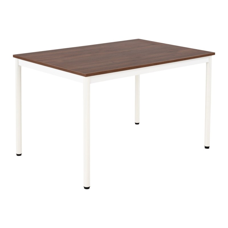 Table de restauration Budget 120 x 80 cm - Plateau Noyer - Pieds métal Blanc