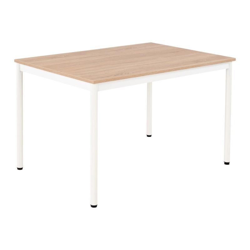 Table de restauration Budget 120 x 80 cm - Plateau stratifié Chêne - Pieds métal Blanc