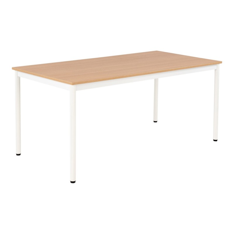 Table de restauration Budget 160 x 80 cm - Plateau Chêne fil- Pieds métal Blanc