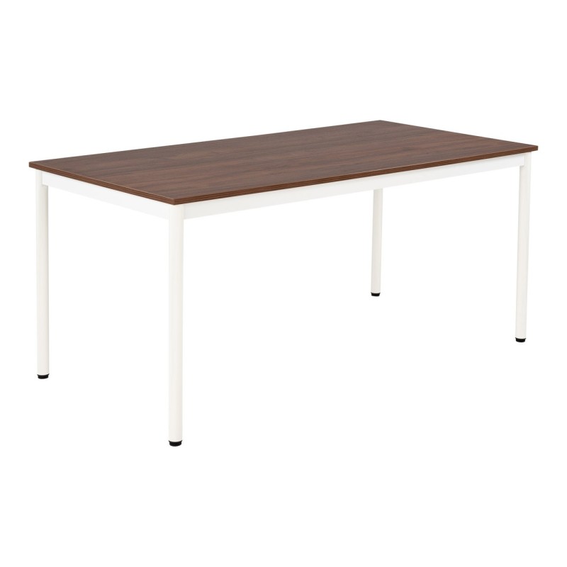 Table de restauration Budget 160 x 80 cm - Plateau Noyer - Pieds métal Blanc
