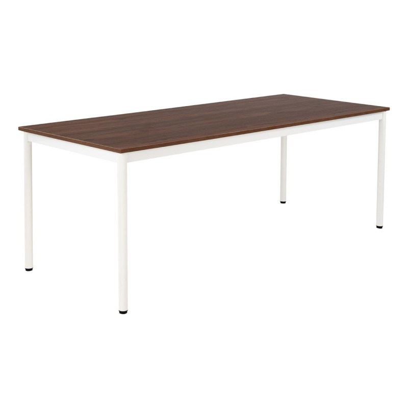 Table de restauration Budget 180 x 80 cm - Plateau Noyer - Pieds métal Blanc