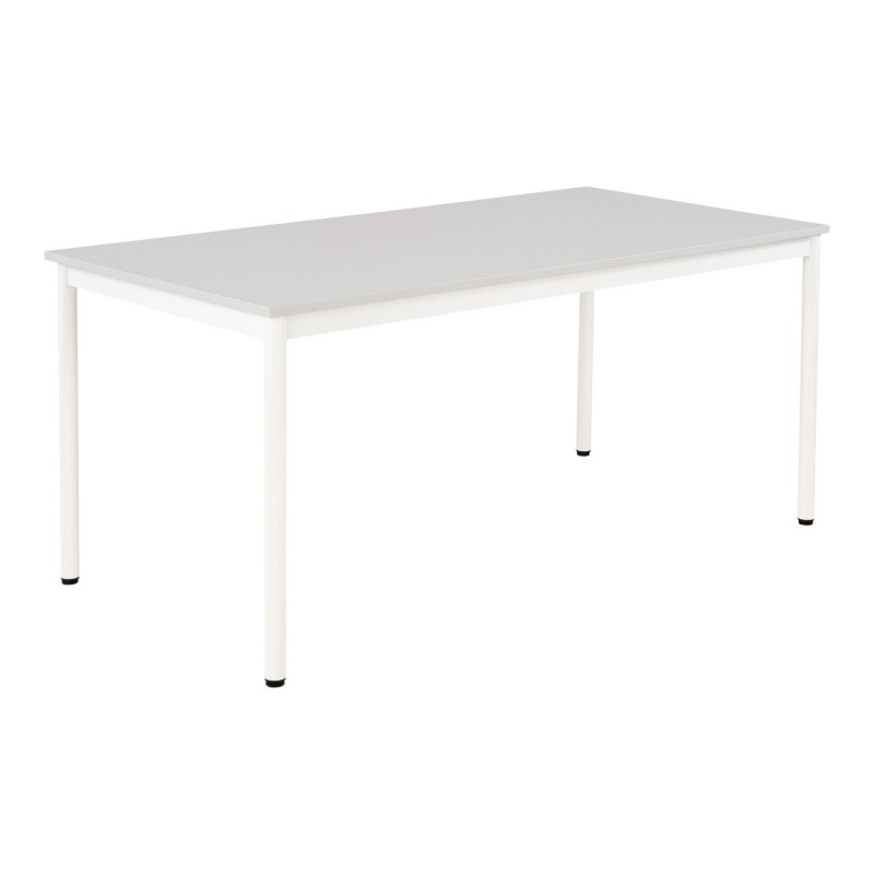 Table de restauration Budget 180 x 80 cm - Plateau stratifié Gris - Pieds métal Blanc