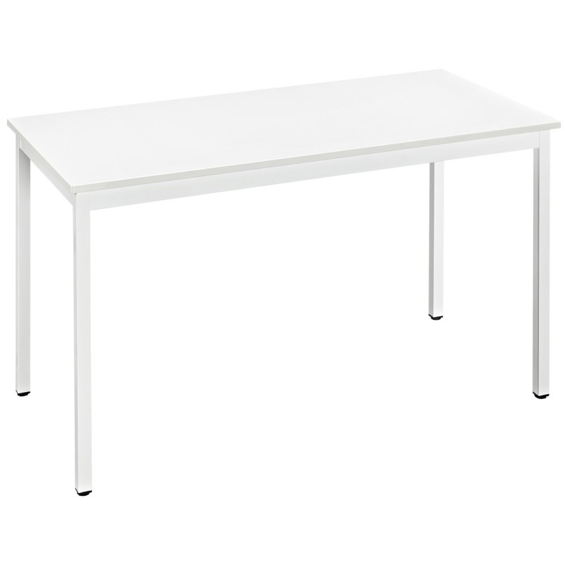 Table de réunion modulable rectangle - L.120 x P.60 cm - Plateau Blanc - Pieds Blanc