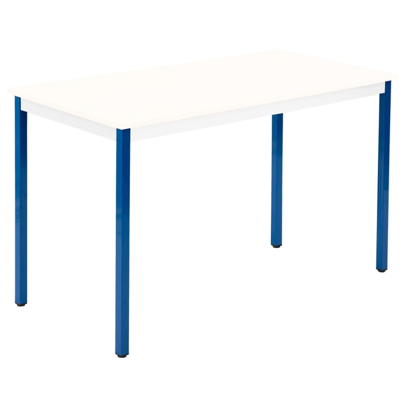 Table de réunion modulable rectangle - L.120 x P.60 cm - Plateau Blanc - Pieds Bleu