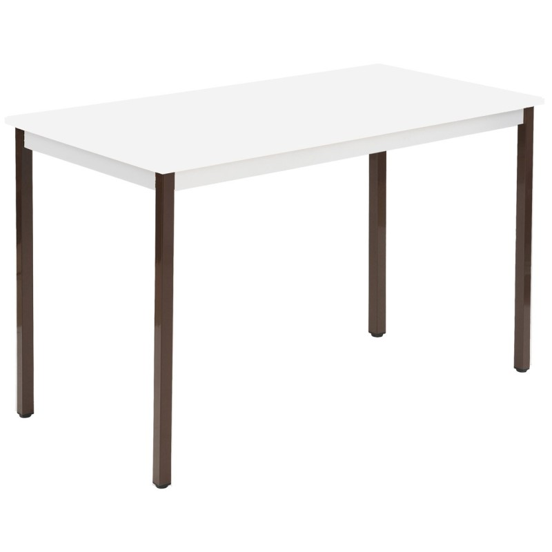 Table de réunion modulable rectangle - L.120 x P.60 cm - Plateau Blanc - Pieds Brun