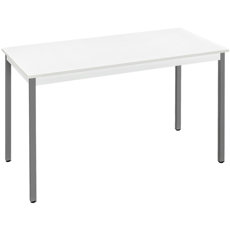 Table de réunion modulable rectangle - L.120 x P.60 cm - Plateau Blanc - Pieds Gris
