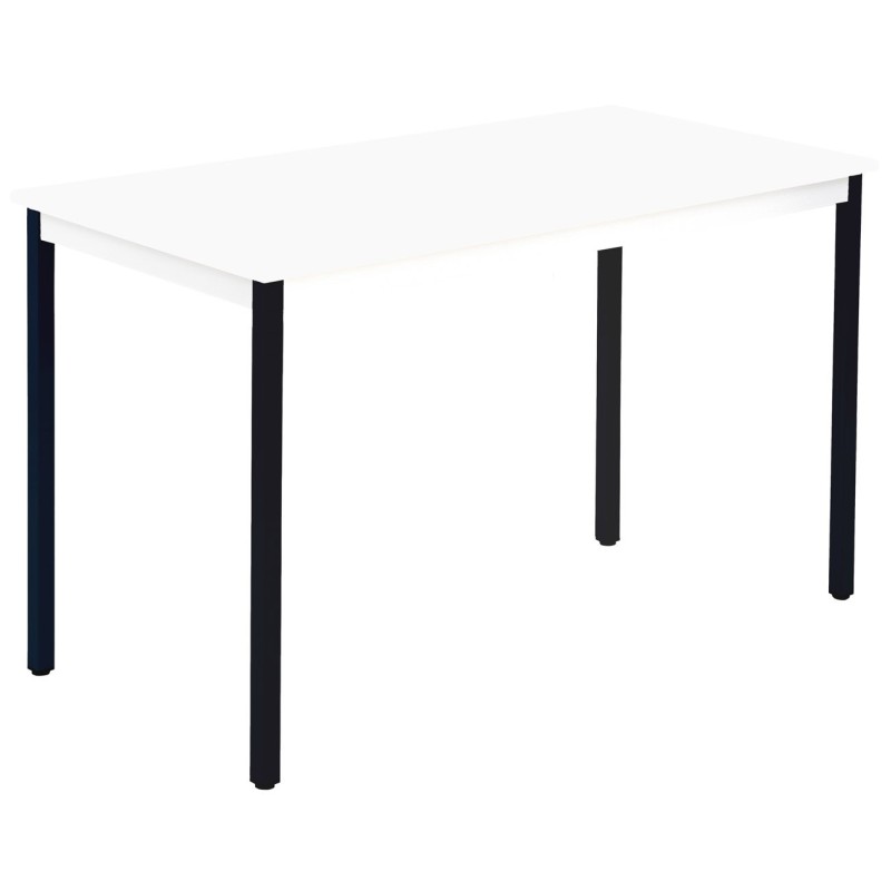 Table de réunion modulable rectangle - L.120 x P.60 cm - Plateau Blanc - Pieds Noir