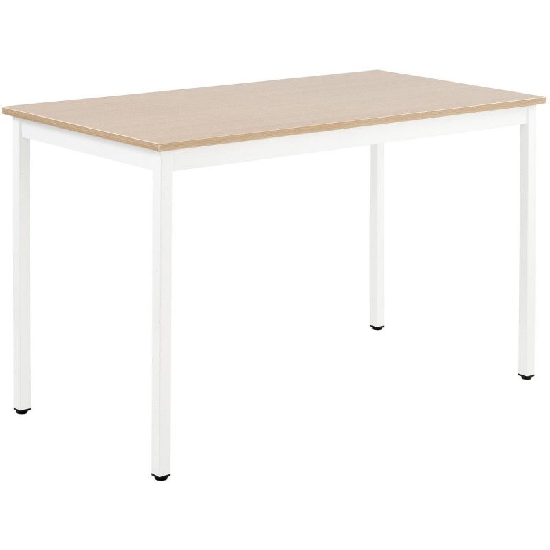 Table de réunion modulable rectangle - L.120 x P.60 cm - Plateau Chêne - Pieds Blanc