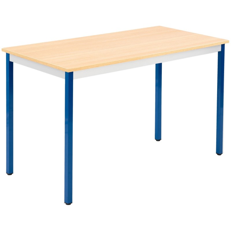 Table de réunion modulable rectangle - L.120 x P.60 cm - Plateau Chêne - Pieds Bleu