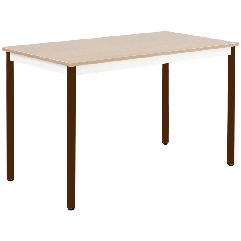 Table de réunion modulable rectangle - L.120 x P.60 cm - Plateau Chêne - Pieds Brun