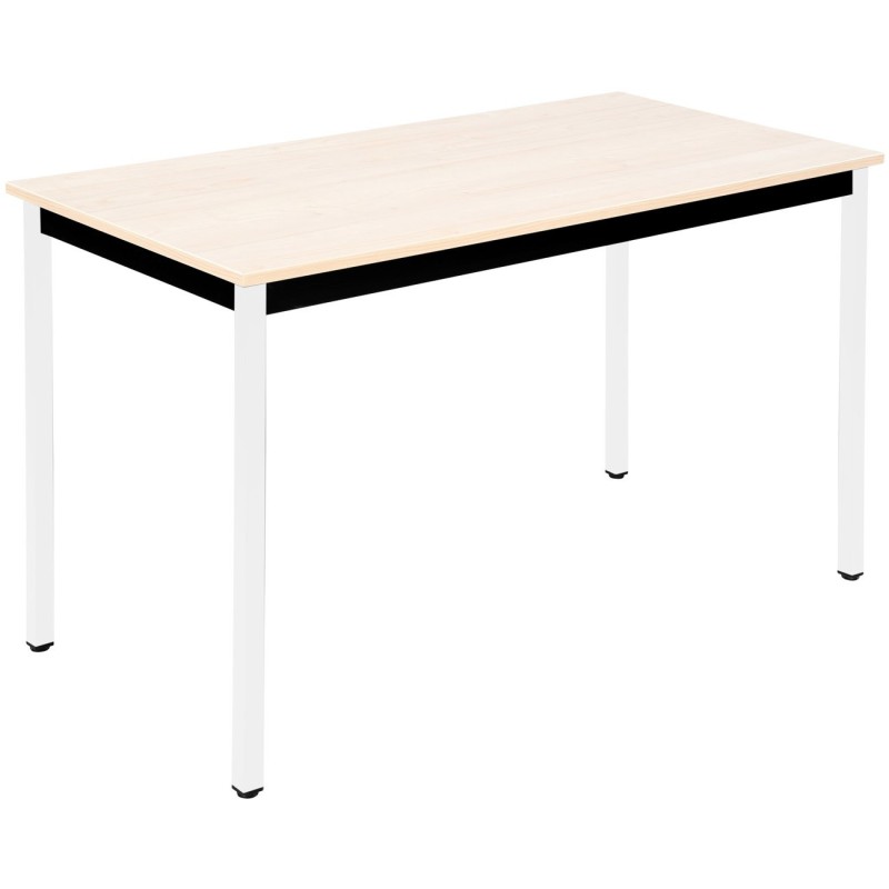 Table de réunion modulable rectangle - L.120 x P.60 cm - Plateau Erable - Pieds Blanc