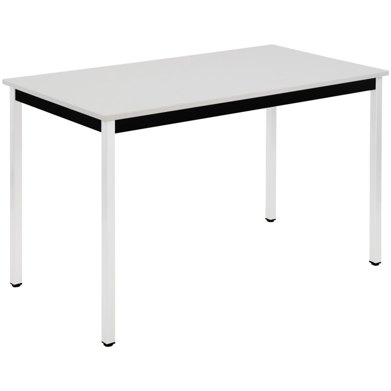 Table de réunion modulable rectangle - L.120 x P.60 cm - Plateau Gris - Pieds Blanc