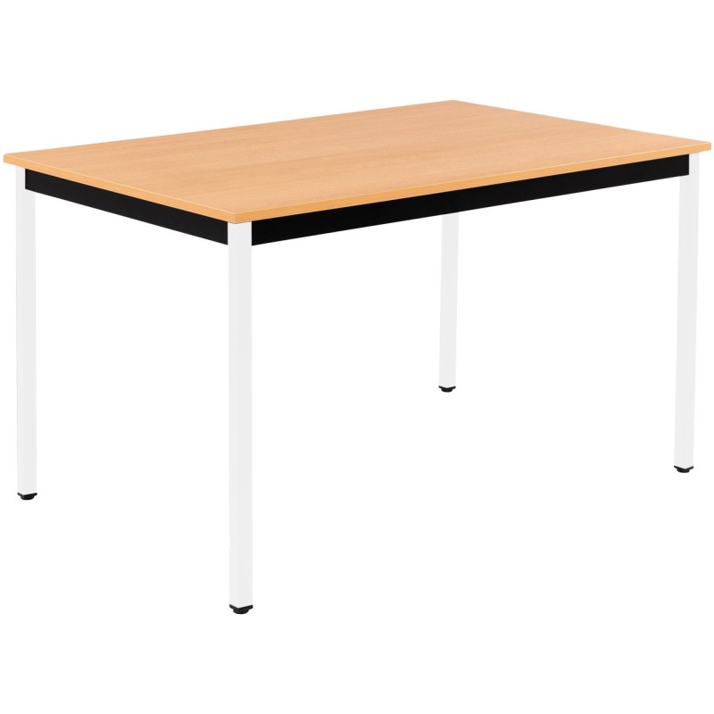 Table de réunion modulable rectangle - L.120 x P.60 cm - Plateau Hêtre - Pieds Blanc