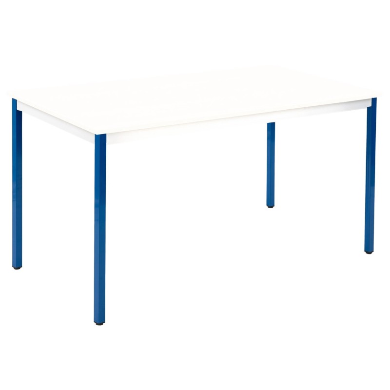 Table de réunion modulable rectangle - L.140 x P.70 cm - Plateau Blanc - Pieds Bleu