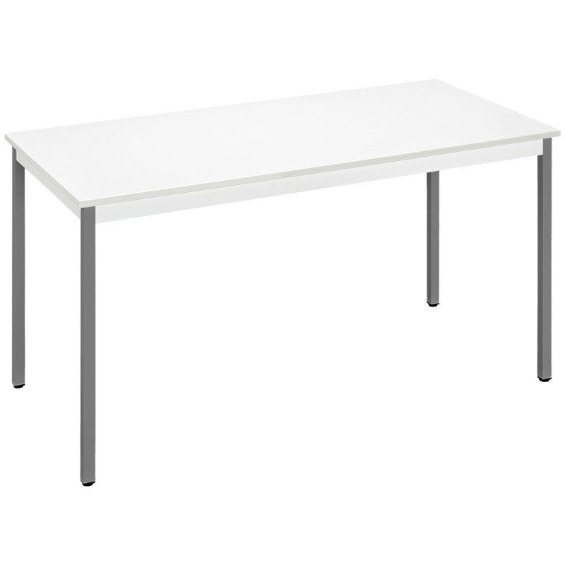 Table de réunion modulable rectangle - L.140 x P.70 cm - Plateau Blanc - Pieds Gris