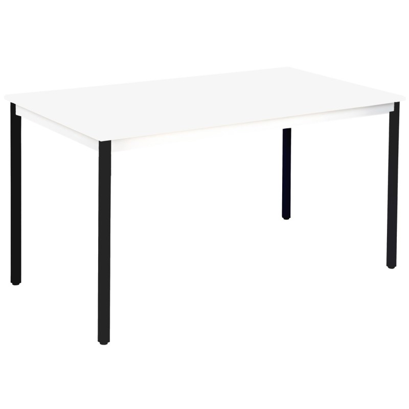 Table de réunion modulable rectangle - L.140 x P.70 cm - Plateau Blanc - Pieds Noir