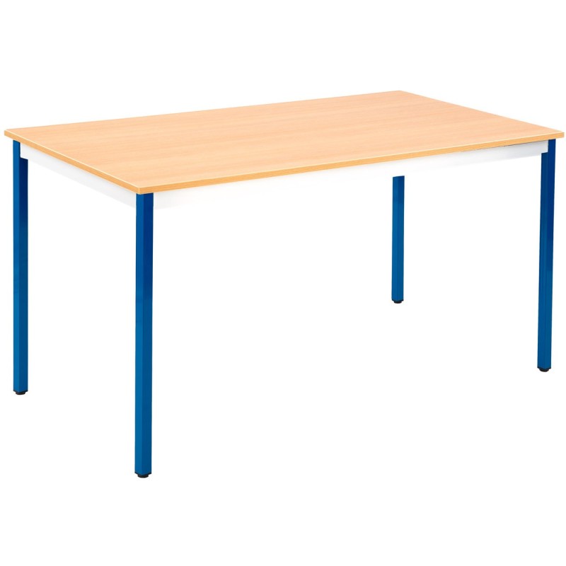 Table de réunion modulable rectangle - L.140 x P.70 cm - Plateau Chêne - Pieds Bleu