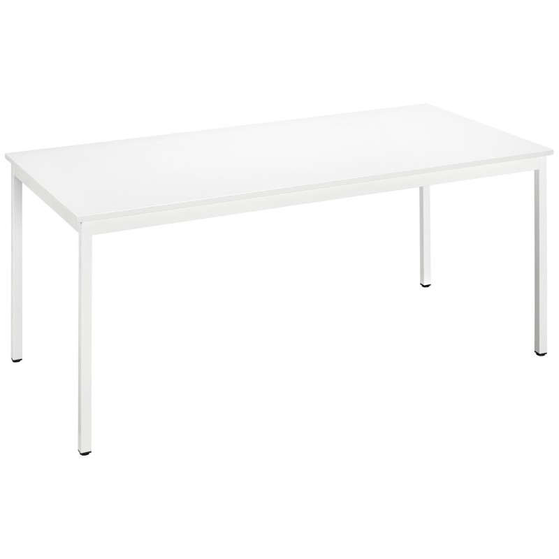 Table de réunion modulable rectangle - L.160 x P.80 cm - Plateau Blanc - Pieds Blanc