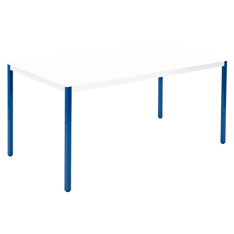 Table de réunion modulable rectangle - L.160 x P.80 cm - Plateau Blanc - Pieds Bleu