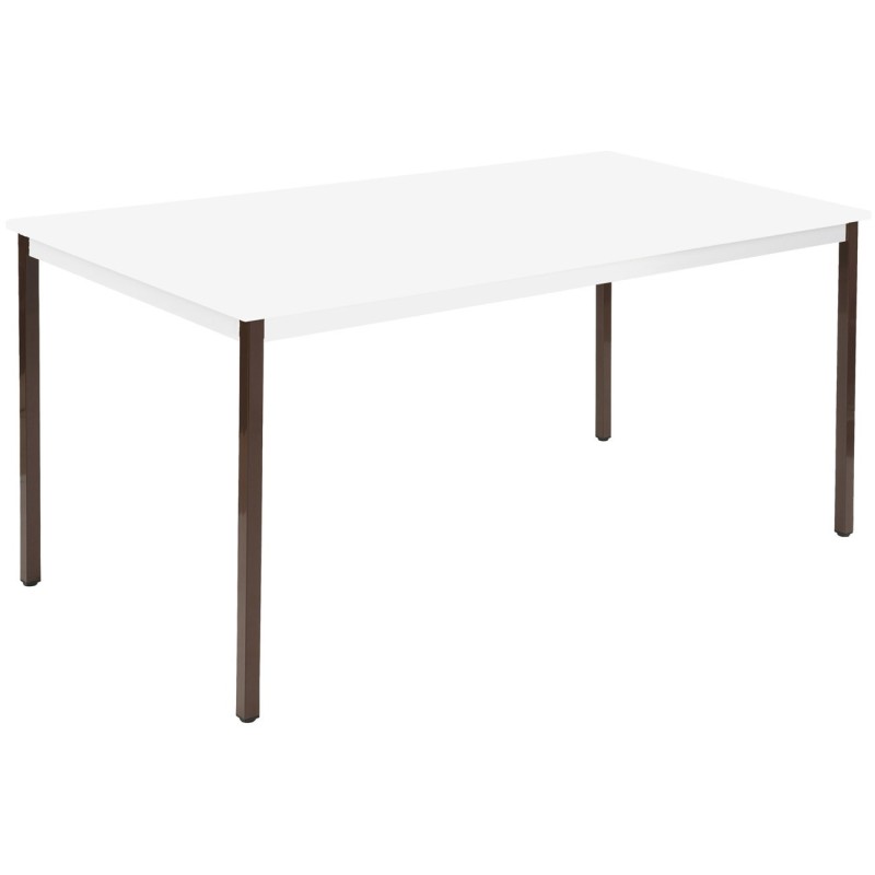 Table de réunion modulable rectangle - L.160 x P.80 cm - Plateau Blanc - Pieds Brun